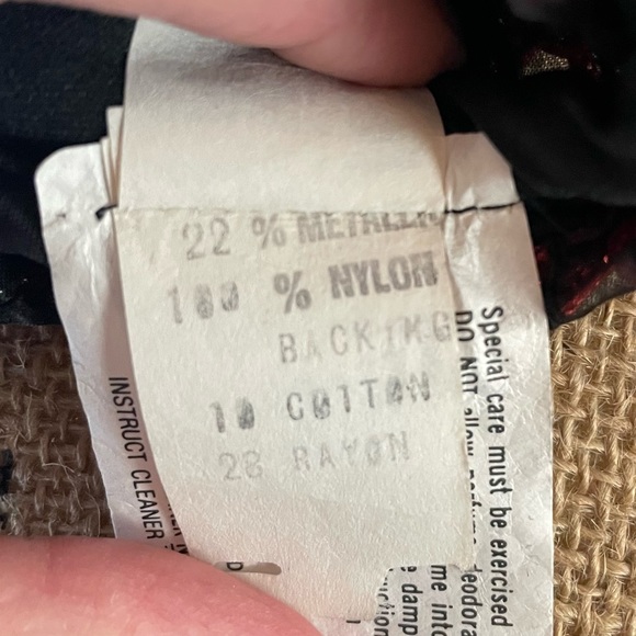 VINTAGE : Red / Black Sequined Top - Picture 8 of 11